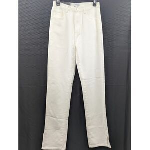 Redial Nasty Gal High Waisted Straight Leg Split Detail Off White Jeans Size 6
